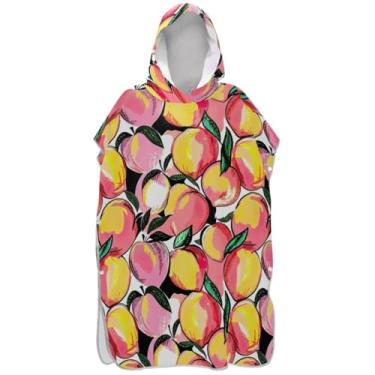 Imagem de Joisal Poncho de surfe plus size trocador adulto toalha de praia com capuz impressão amarelo rosa pêssegos ponchos adultos para mulheres