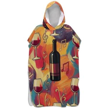 Imagem de Joisal Roupão vintage para trocador de taças de vinho para adultos, poncho de surfe, ponchos de praia reutilizáveis para homens, estampa de toalha de praia com capuz