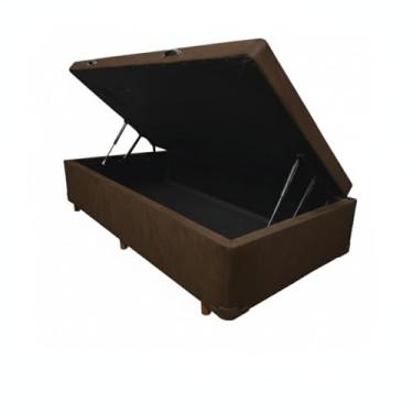 Imagem de Cama Box Baú Solteirão Blindado Diversas Cores (96x203x42) (Suede Marrom)