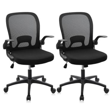 Imagem de CLATINA Cadeira de escritório dobrável e dobrável com suporte lombar, cadeira de computador de malha ergonômica com suporte lombar ajustável, apoio de braço, cadeira de mesa de escritório em casa para