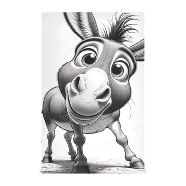 Imagem de Joisal Conjunto de toalha de prato de cozinha Boho decorativo engraçado impressão de burro toalhas de chá de mão fofas para lavar pratos macios absorventes 45 x 71 cm, pacote com 6