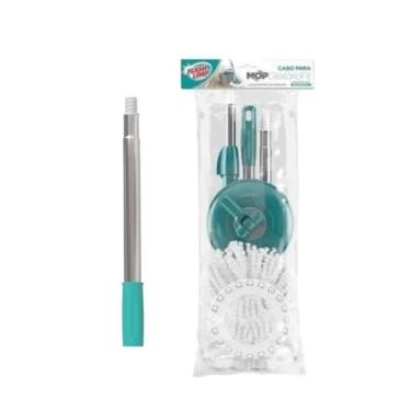 Imagem de Mop FIT Giratório com Refil Microfibra, e Mais Cabo Extensor Limpeza de Pisos