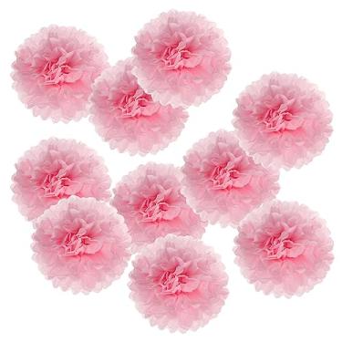 Imagem de Pompons de lenços de 10 cm, pacote com 10 bolas de flores de papel para casamento, chá de panela, aniversário, despedida de solteira, decoração de pano de fundo, rosa claro