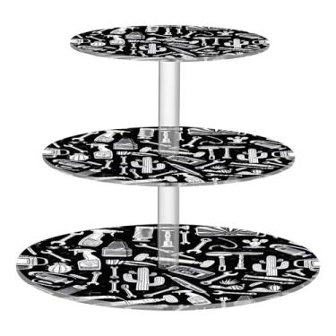 Imagem de Suporte de cupcake de 3 níveis para festa, casamento, copo de acrílico, torre de bolo, ferramentas de exibição, faça você mesmo, monocromático, bandeja de servir comida, suprimentos de festa