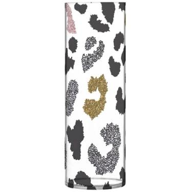 Imagem de Vasos cilíndricos decorativos de pele de animal leopardo para flores, vaso alto, de plástico, personalizado, vasos exclusivos para decoração de casa, 30 cm x 9,9 cm