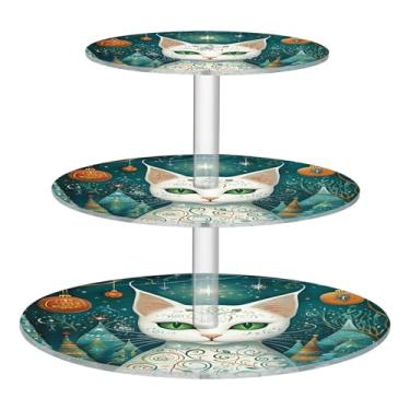 Imagem de Fantasia, luzes de Natal, Natal, chá, festa, cupcake, suporte redondo de 3 camadas, copo de acrílico, torre de bolo, decoração de mesa, bandeja de servir comida, suprimentos de festa, aniversário