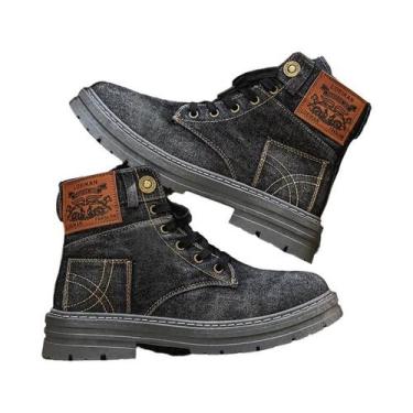 Imagem de Botas jeans masculinas de cano alto, calçados esportivos casuais, bota
