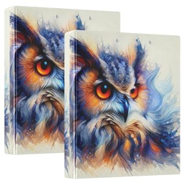 Imagem de Fichários personalizados em aquarela com rosto de coruja com três anéis de 3 cm, 200 folhas, pastas, portfólio, anel redondo, 31,5 x 27 x 6 cm, 1 pacote