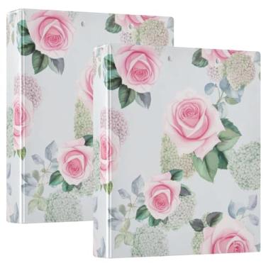 Imagem de Pastas em aquarela rosa suave de 3,8 cm, 3 anéis, 200 folhas, caderno, fichário redondo, 31,5 x 27 x 6 cm, pacote com 2