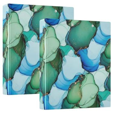 Imagem de Aquarela azul-petróleo 3 fichários de 3 anéis comporta 200 folhas versáteis 3 pastas de anel redondo, 31,5 x 27 x 6 cm, pacote com 2