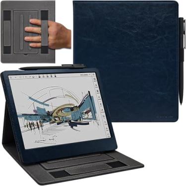 Imagem de GOVTVA Capa de suporte duplo para tablet Onyx Boox Note Air 5 C/Note Air 4 C/Air 3 C (versão 2025/2024) Capa de couro PU premium com hibernar/despertar automático/alça de mão dupla/suporte elástico
