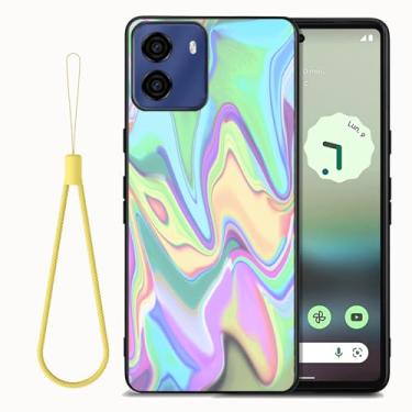 Imagem de Tuxiwei Capa de TPU flexível para BLU G35 5G com cordão de mão, capa protetora contra quedas macias BLU G35 16,5 cm | Arte floral multicolorida pintura ondulada impressa | Antiimpressão digital leve à