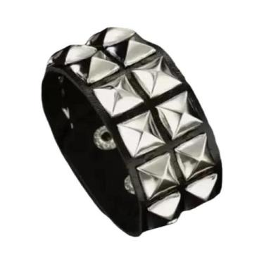 Imagem de Pulseira De Couro Estilo Punk Para Banda De Rock, Braceletes De Motoci