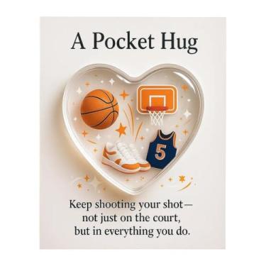 Imagem de Abraço de bolso com tema esportivo, coleção de abraços de bolsos com vales-presente inspiradores, bola em forma de coração, suporte emocional, cartão de boa sorte, com vales-presente inspiradores