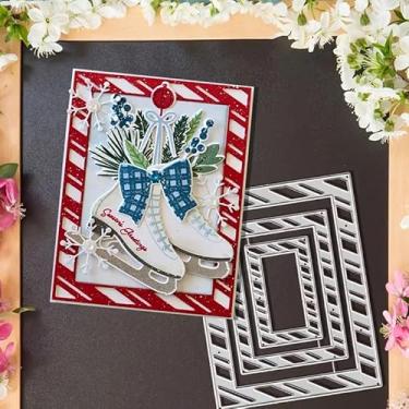 Imagem de Moldura retangular para cartões comemorativos, moldes de metal, moldes de corte, estênceis para fazer scrapbook, cartões, álbum de fotos, moldes decorativos de papel em relevo, para fazer scrapbooking