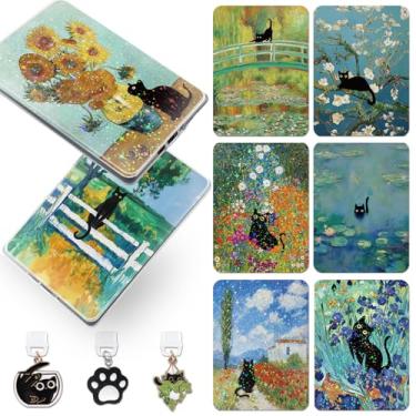 Imagem de Berirexrion Inserções de cartolina para capa transparente – 11 peças de decalque de pele traseira de gato pingentes de plugue de poeira para Kindle Paperwhite 11ª 12ª geração, acessórios de pintura a