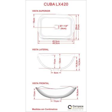 Imagem de Bancada Para Banheiro Com Cuba Abaulada L42 Prateleira E Espelheira 606w Metrópole Compace Preto Onix