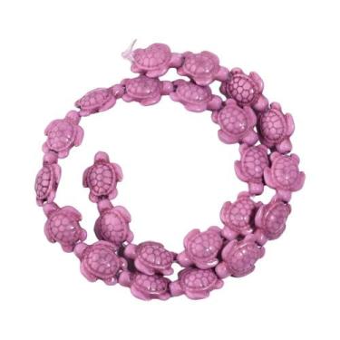 Imagem de Contas De Turquesa Natural Em Forma De Tartaruga 14x18mm Pedra Solta P