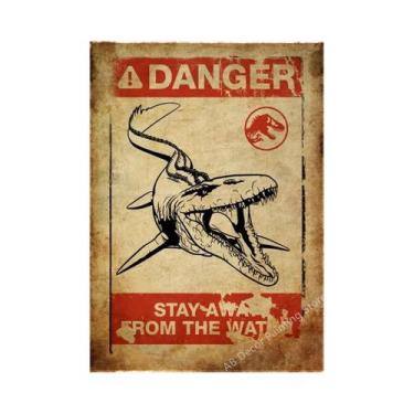 Imagem de Placa De Advertência Vintage De Dinossauro, Pôster Retrô, Arte Estétic