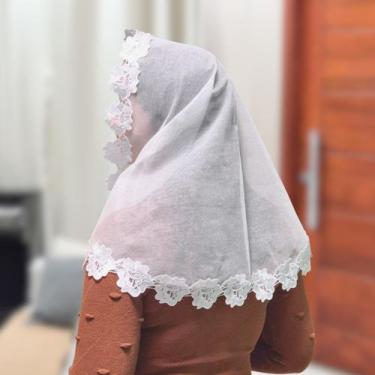 Imagem de Véu Ccb Congregação Cristã Renda Guipir Floral Larga Adulto (modelo Cl