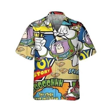 Imagem de Camisa Havaiana Toy Story Para Homens E Mulheres, Manga Curta, Botão F