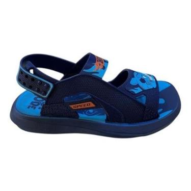 Imagem de Sandalia Infantil Menino Grendene Autocolante Hot Wheels Shark 23262 Azul-Masculino