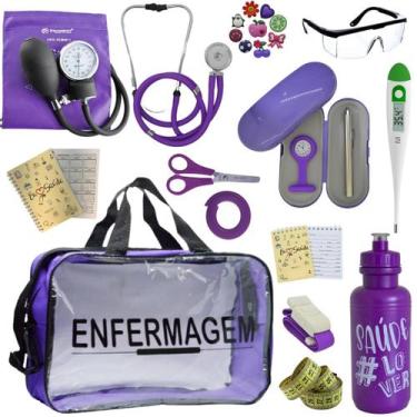 Imagem de Kit Enfermagem Top Cores Premium Completo Estagio Estetoscopio Aparelh