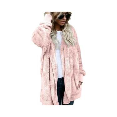 Imagem de Cardigã Feminino Oversized Com Capuz De Moletom Manga Longa Quente Par