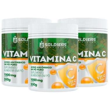 Imagem de Kit: 3 Vitaminas C Em Pó 500g - 100% Pura Importada - Soldiers Nutrition-Unissex
