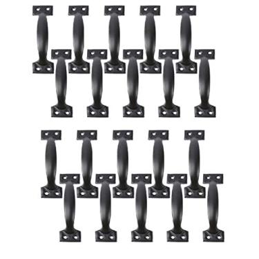 Imagem de Armário cômoda 20 pçs preto celeiro maçanetas 6 polegadas maçanetas para cercas de madeira alça de armário vintage puxar armário móveis gaveta armário ferragens para cozinha em casa armário gavetas