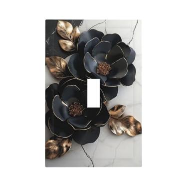 Imagem de Capas decorativas para interruptores de luz rosa preta, placa de parede com botão único, capa decorativa para decoração de casa