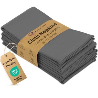 Imagem de RUVANTI Conjunto De 6 Guardanapos Pano Ruvanti, 45X45 Cm, Laváveis, Macios, Duráveis, Absorventes, Mistura Algodão. Jantar À Mesa Para Hotel, Almoço, Restaurante E Festas Casamento - Cinza-Carvão