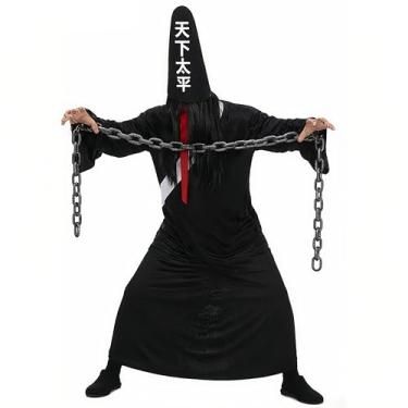 Imagem de YEMYIQZ Fantasia masculina de zumbi, preto e branco, Fantasmas da Morte, Demônio, Demônio, Fantasia de Halloween Cosplay, Preto, Tamanho Único