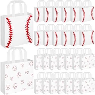 Imagem de Sweetude 24 peças de sacos de presentes de beisebol, não tecidos, sacolas esportivas para lembrancinhas com alças de 22 x 21 cm com tema de bola, doces e guloseimas para esportes, aniversário, chá de