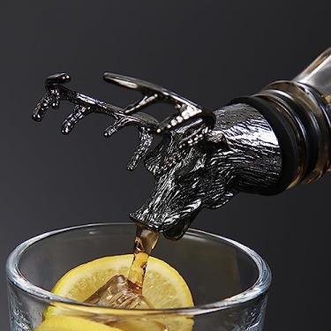 Imagem de Válvula de Vinhos Aerador Metal Animal Whiskey Tampa Garrafa com Borracha Silicone Liga Zinco Premium Acabamento Retrô D