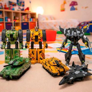 Imagem de Brinquedo Guerreiro Robô Militar Transforma Carro Kit 3pçs