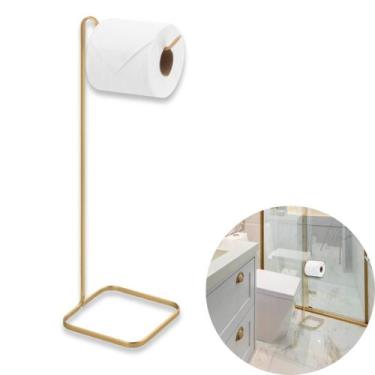 Imagem de Suporte Porta Papel Higiênico Metal Piatina Dourado Fosco Para Banheir