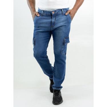Imagem de Calça Jeans Masculina Cargo com Bolsos Laterais Anticorpus-Masculino