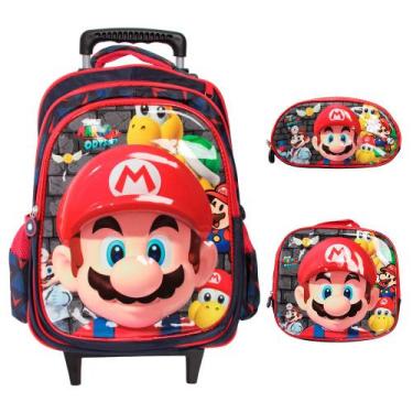 Imagem de Kit Mochila Infantil Rodinha Com Lancheira Térmica 3 Pçs - Plike