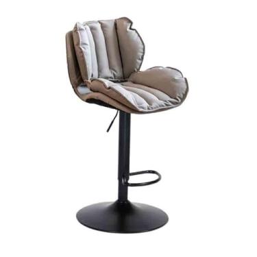 Imagem de Banqueta de cozinha de aço inoxidável, banco de bar giratório, banco alto, encosto de bar, cadeiras de bar (cinza)