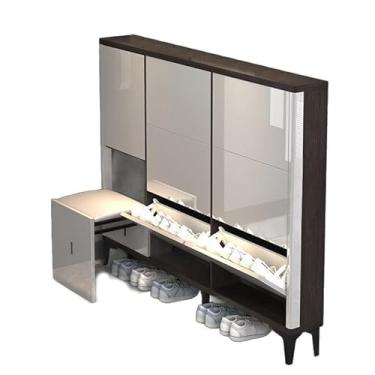 Imagem de Armário de sapatos ultrafino moderno, banco de troca integrado, organizador de casa de entrada