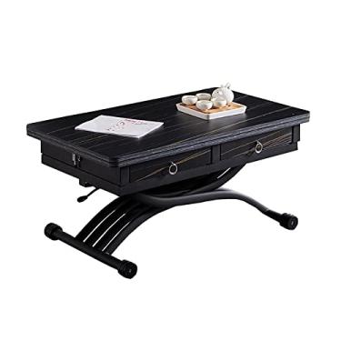 Imagem de U5GAAALPPQ9 Mesa de centro elevatória com espaço de armazenamento, mesa de centro de mesa elevatória para sala de estar, mesa de jantar móvel com rolos, preta ()
