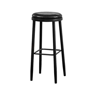 Imagem de Balcão de cozinha 71 cm banco alto redondo cadeira de bar de ferro restaurante cafeteria mesa ilha cadeira de jantar cadeiras de bar (preto)