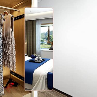 Imagem de Guarda-roupas com espelho deslizante para quarto, espelho giratório oculto, espelho de vestir de comprimento total, espelho de porta deslizante embutido, moldura de liga de alumínio, espelho