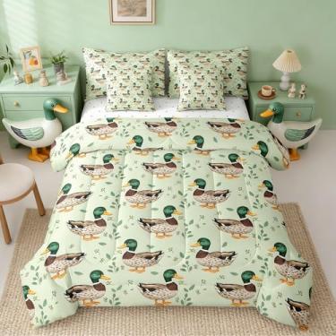 Imagem de Erosebridal Jogo de cama casal fofo de pato selvagem, 7 peças, para crianças, caça, pesca, animais de fazenda, animais de fazenda, animais de fazenda, animais selvagens, conjunto de cama
