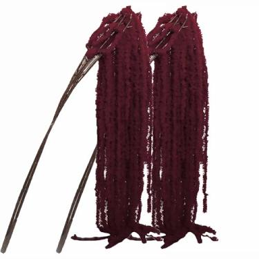 Imagem de Evlasumflow 8 peças de fio artificial amaranto 55,88 cm fio falso amante lágrimas plantas vermelhas vinho para arranjo floral buquês de vasos decoração de casamento escritório em casa (vinho vermelho)