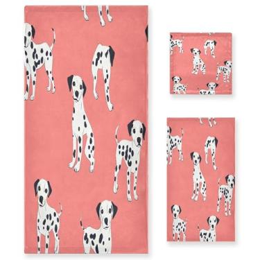Imagem de xigua Lindo conjunto de toalhas de banheiro para cães dálmatas absorvente macio 3 peças toalha de banho toalha de mão toalhas decorativas para banheiro, academia, hotel, praia, piscina