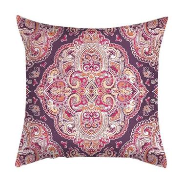 Imagem de Conjunto de almofadas estilo étnico impresso pele pêssego veludo sofá conjuntos de almofadas de sofá retrô americano 2 peças de fronha (como mostrado 45 * 45 cm)