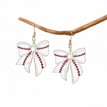 Imagem de Brincos de laço esportivos femininos - design criativo de bola de acrílico, joias esportivas divertidas para festas de fim de ano, presentes de dia de jogo - brincos estilosos, 2.8 Centimeters X 2.8