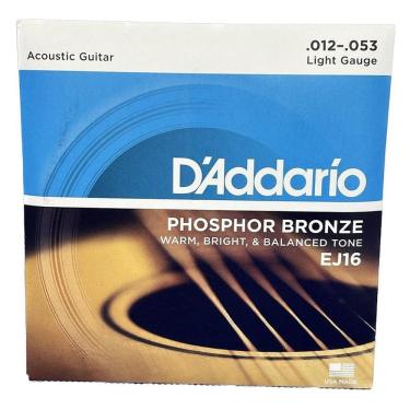 Imagem de Cordas Aço D`Addario Phosphor Violão Ej16 Tensão 012 Bronze